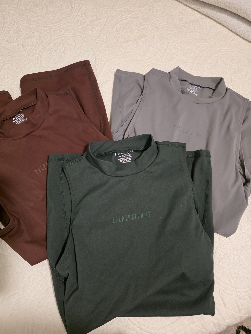 KEEPTHATPUMP Sleeveless Mock Neck Rompers In Green, Grey And Brown